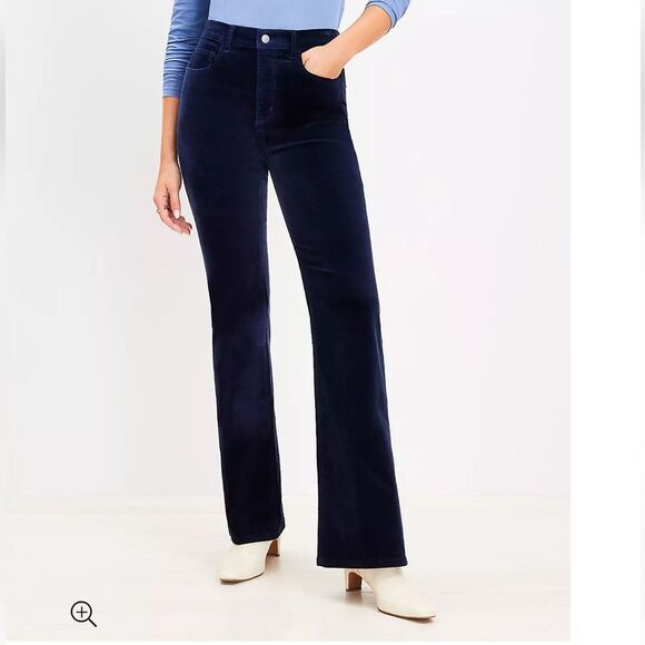 Loft Navy Skinny Pants Velvet - Picture 3 of 4